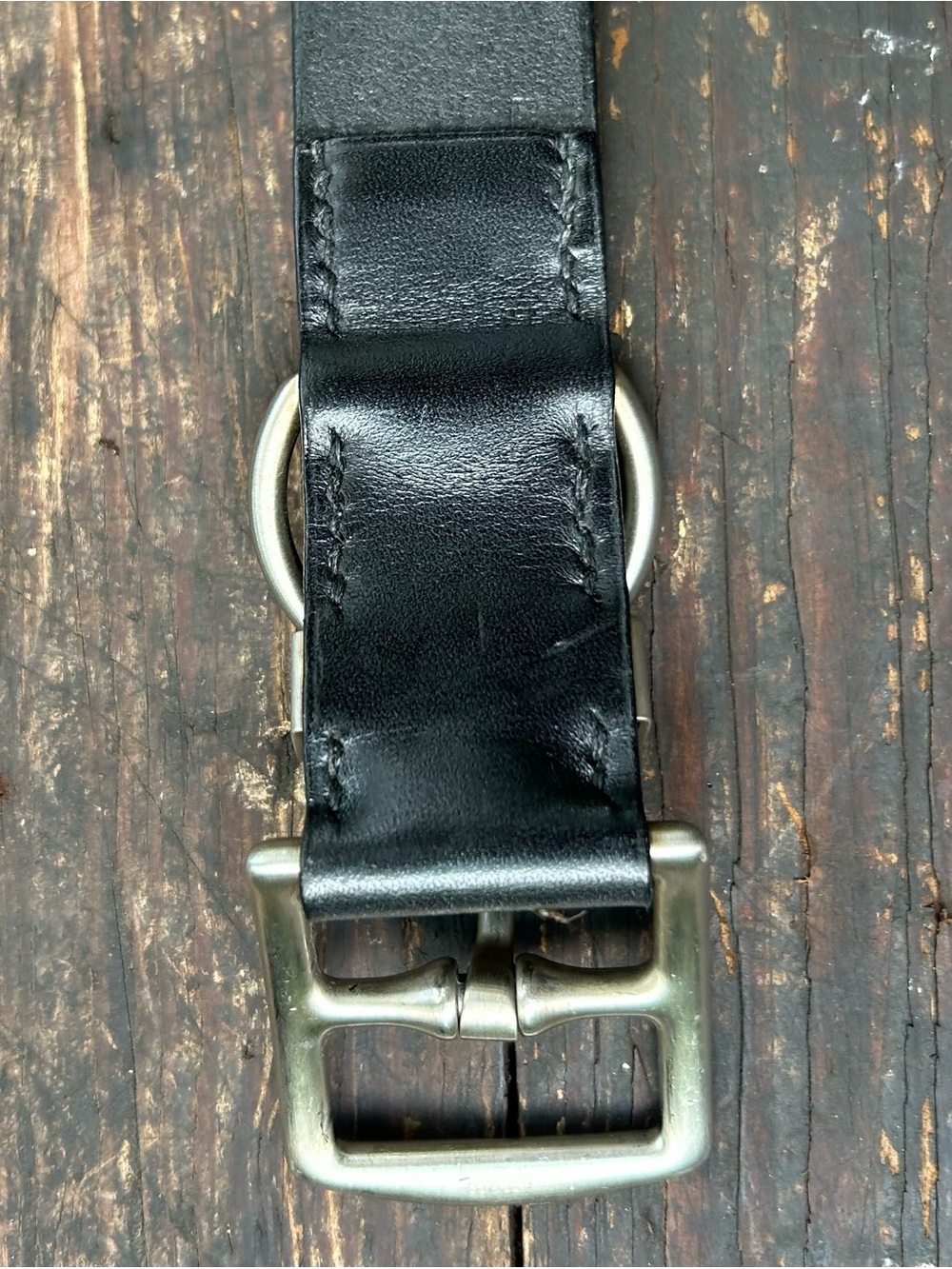 Hermes Black Leather Belt Strap with Palladium buckle.